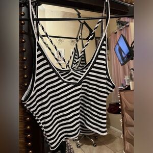 Striped Black and White Women's Top